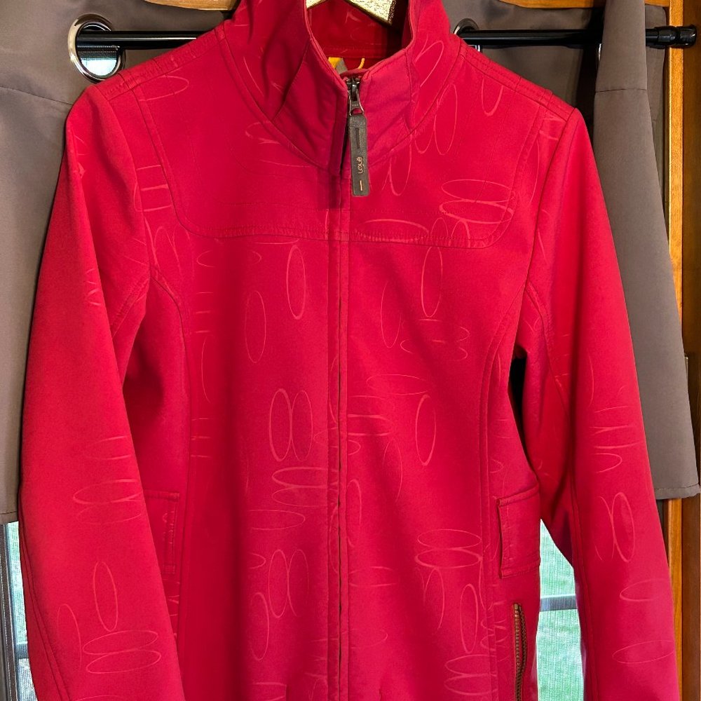 Lole dark pink knee length parka zip jacket